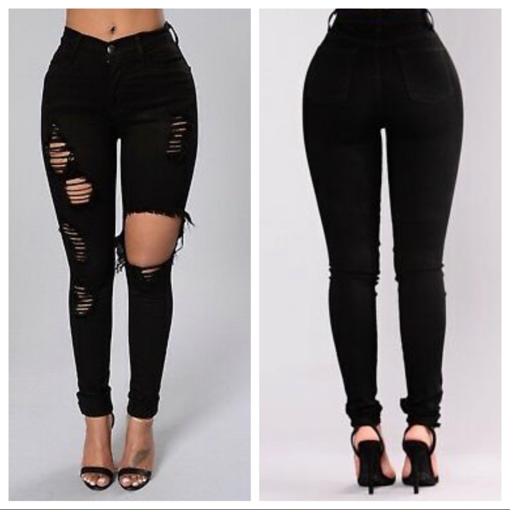 ✨LAST ONES✨Black Ultra Distressed Skinny Jeans - Picture 5 of 9